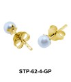 4 mm. Pearl n Leaf Shaped Silver Earring STP-62-4