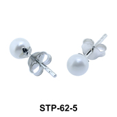 5 mm. Pearl n Leaf Shaped Silver Earring STP-62-5