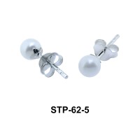 5 mm. Pearl n Leaf Shaped Silver Earring STP-62-5