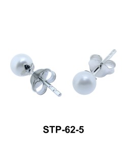 5 mm. Pearl n Leaf Shaped Silver Earring STP-62-5