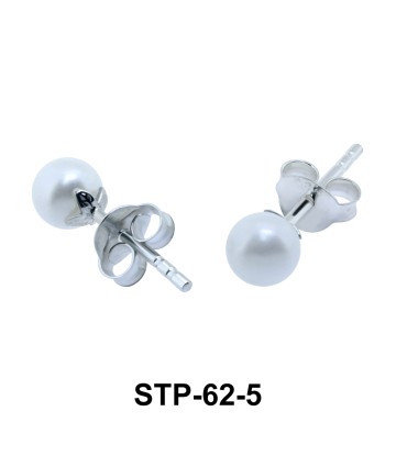 5 mm. Pearl n Leaf Shaped Silver Earring STP-62-5