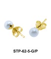 5 mm. Pearl n Leaf Shaped Silver Earring STP-62-5