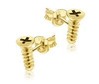 Screw Shaped Gold Plated Silver Stud Earring STS-100-GP