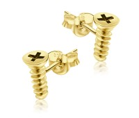 Screw Shaped Gold Plated Silver Stud Earring STS-100-GP