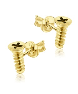 Screw Shaped Gold Plated Silver Stud Earring STS-100-GP