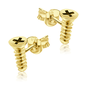 Screw Shaped Gold Plated Silver Stud Earring STS-100-GP