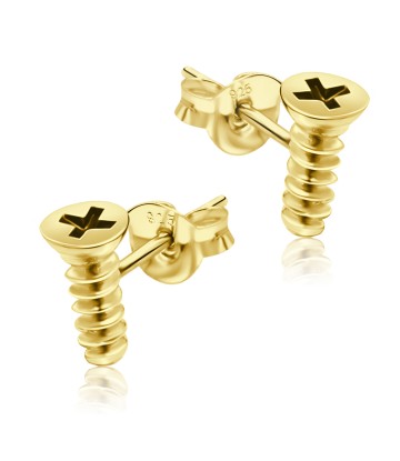 Screw Shaped Gold Plated Silver Stud Earring STS-100-GP