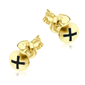 Plus In Balls Shaped Gold Plated Silver Stud Earring STS-102s-GP