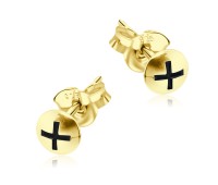 Plus In Balls Shaped Gold Plated Silver Stud Earring STS-102s-GP