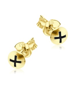 Plus In Balls Shaped Gold Plated Silver Stud Earring STS-102s-GP