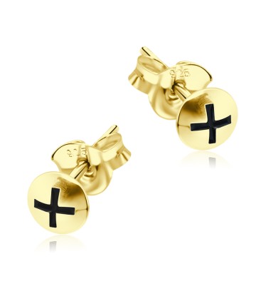 Plus In Balls Shaped Gold Plated Silver Stud Earring STS-102s-GP
