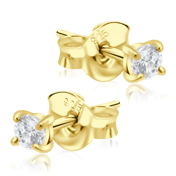 Round CZ 3mm Gold Plated Stud Earrings STS-150-3-GP
