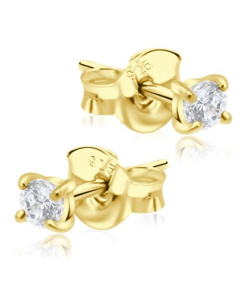 Round CZ 3mm Gold Plated Stud Earrings STS-150-3-GP