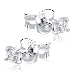 Round CZ 3 mm. Stud Earrings STS-150-3