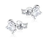 CZ Square 4mm. Stud Earrings STS-152-4