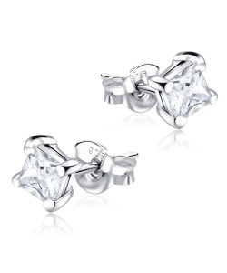 CZ Square 4mm. Stud Earrings STS-152-4