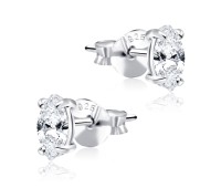 CZ Oval Stud Earrings STS-153