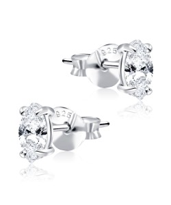 CZ Oval Stud Earrings STS-153