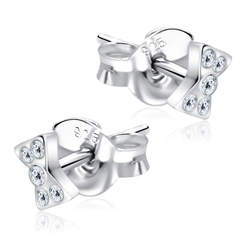 Stone Set in Bow Shaped Stud Earrings STS-213