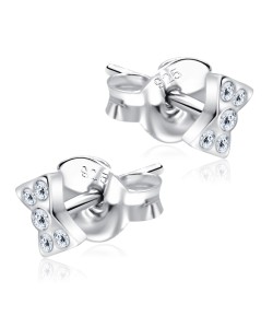 Stone Set in Bow Shaped Stud Earrings STS-213