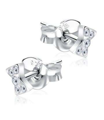 Stone Set in Bow Shaped Stud Earrings STS-213