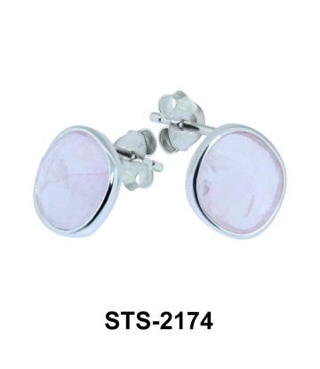 Rose Quartz Stud Earrings STS-2174