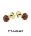 Gold Sand Stone Stud Earrings STS-2409