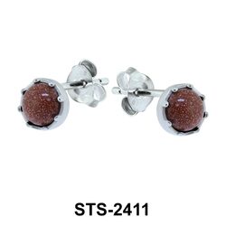 Gold Sand Stone Stud Earrings STS-2411