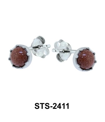 Gold Sand Stone Stud Earrings STS-2411