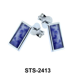 Blue Point Stone Stud Earrings STS-2413