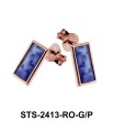 Blue Point Stone Stud Earrings STS-2413