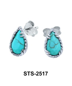 Green Turquoise Stud Earrings STS-2517