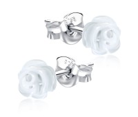 White Quartz Rose Stud Earring STS-2579