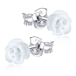 White Quartz Rose Stud Earring STS-2579