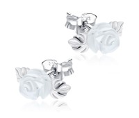 White Quartz Flower Stud Earring STS-2580
