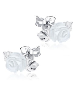 White Quartz Flower Stud Earring STS-2580