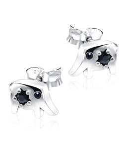 Stone Set Elephant Shaped Silver Stud Earrings STS-261