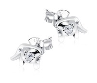 Heart Stone Elephant Shaped Silver Studs Earrings STS-262