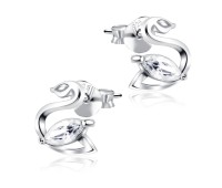 Swan Shaped with Stone Silver Studs Earrings STS-263