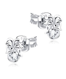 Stone Set Insect Shaped Silver Studs Earrings STS-265