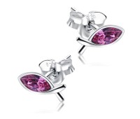 Stone Set Fish Shaped Silver Stud Earrings STS-266