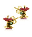 Eaten Apple with Stone Shaped Silver Studs Earrings STS-268