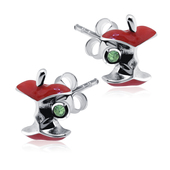 Eaten Apple with Stone Shaped Silver Studs Earrings STS-268