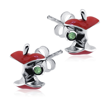Eaten Apple with Stone Shaped Silver Studs Earrings STS-268