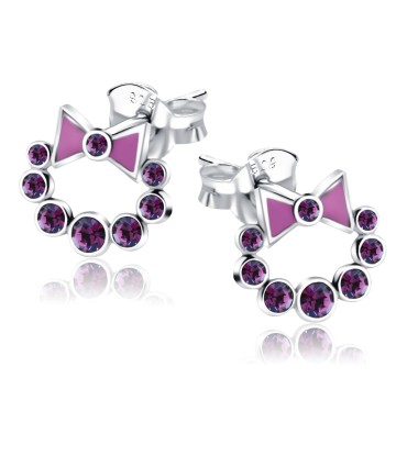 Bow with Multiple Stones Stud Earrings STS-270