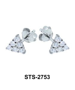 CZ Stones Triangle Stud Earring STS-2753