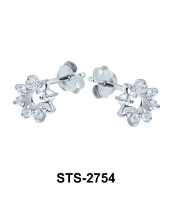 Flower with CZ Stones Stud Earring STS-2754