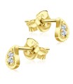 Water Drop Shaped with CZ Stones Stud Earring STS-2764