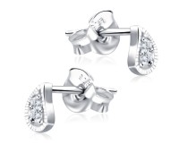 Water Drop Shaped with CZ Stones Stud Earring STS-2764