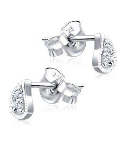 Water Drop Shaped with CZ Stones Stud Earring STS-2764